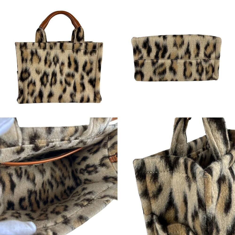 Celine Leopard Beige Black Cabas Shoulder Tan Textile Brown Bag Thais Leather - Picture 3 of 4